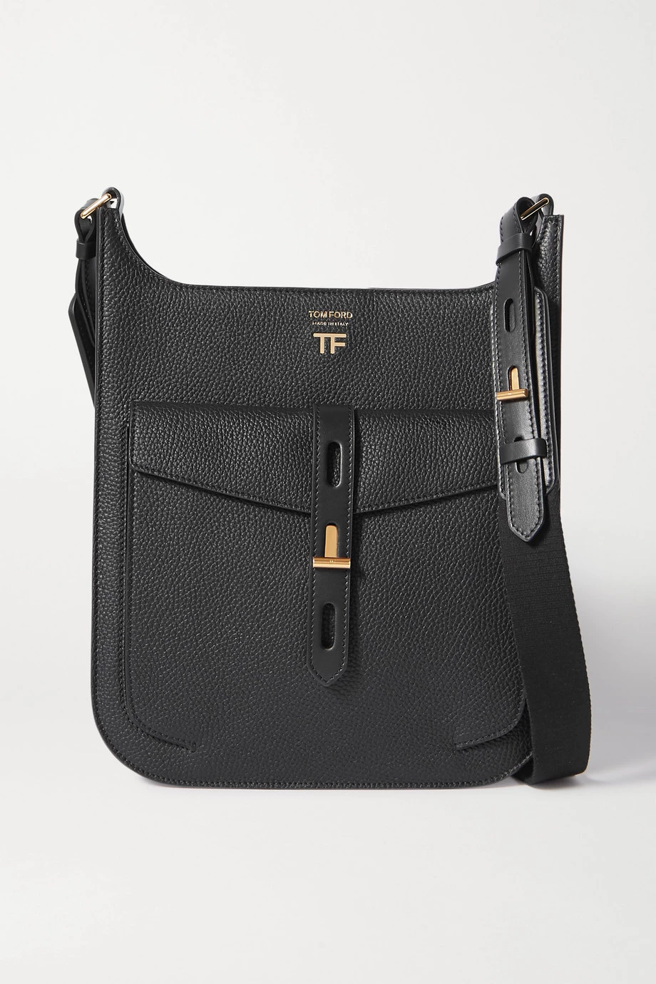 New 🧨 TOM FORD T Twist Medium Textured-leather Shoulder Bag In Black 🔔