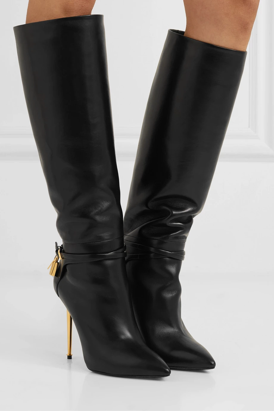 Deals ⌛ TOM FORD Leather Knee 🥾 Boots In Black ⭐ – Image 2